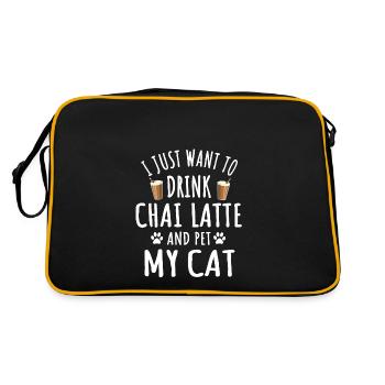 Drôle de chai latte et propriétaire de chat - Sac Retro - noir/or - Dos