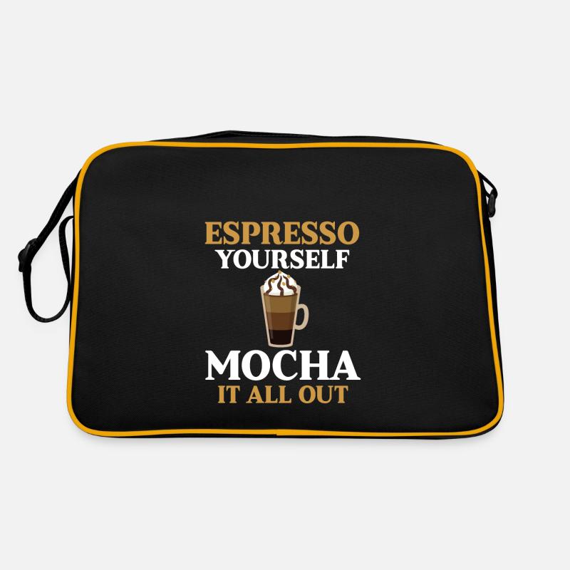Mokka Kaffee - Retro Tasche - Schwarz/Gold