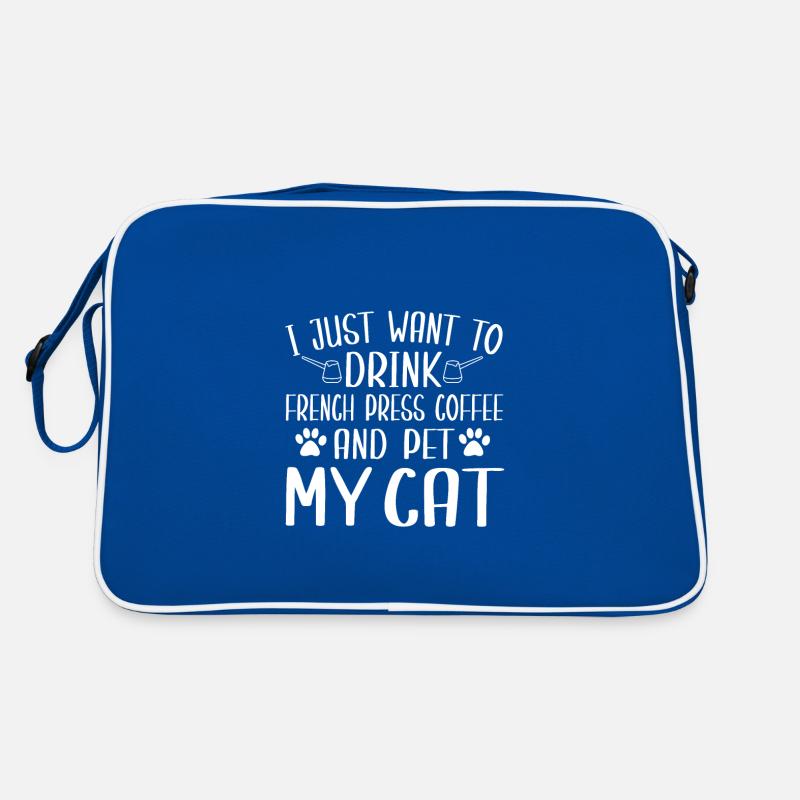 French coffee press and cat lovers Retro Bag