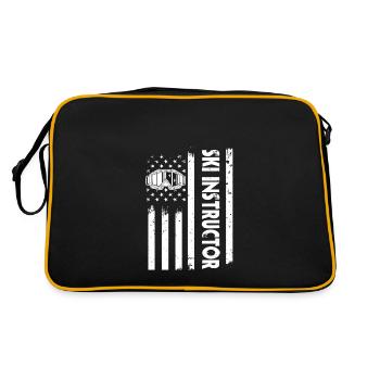 Usa Flag Instruktor Skikurse Skifahrer Coaching - Retro Tasche - Schwarz/Gold - Hinten