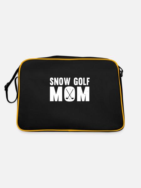 Schneegolfer Mama Outfit Damen - Retro Tasche - Schwarz/Gold - Hinten