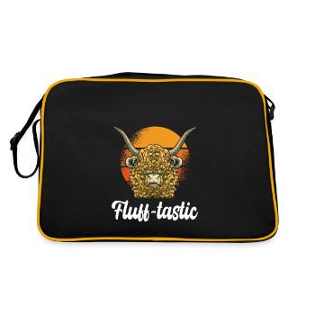 Fluff-tastisches Wortspiel Schottische Hochlandkuh - Retro Tasche - Schwarz/Gold - Hinten