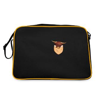 Schottisches Hochlandkuh Taschen Design - Retro Tasche - Schwarz/Gold - Hinten