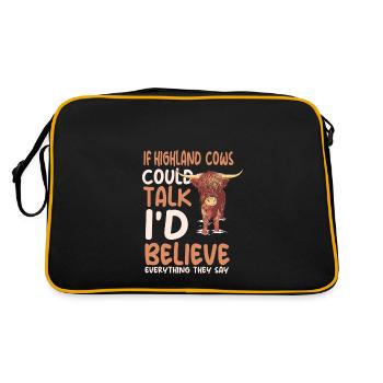Schottische Hochlandkuh Liebhaber - Retro Tasche - Schwarz/Gold - Hinten