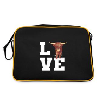 Liebe Schottische Hochlandkuh - Retro Tasche - Schwarz/Gold - Hinten