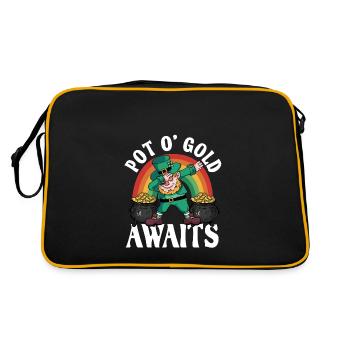 St. Patrick's Day – Pot O' Gold Awaits - Retro Tasche - Schwarz/Gold - Hinten