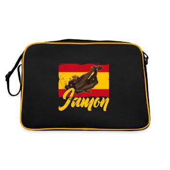 Jamon Spanien Vorspeise Schinken Schweinefleisch - Retro Tasche - Schwarz/Gold - Hinten