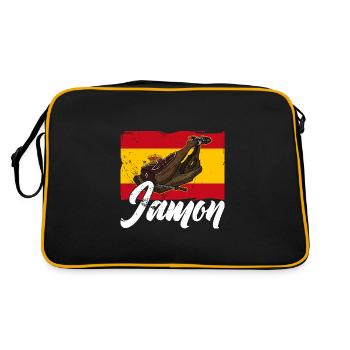 Jamon Spanien Vorspeise Schinken Schweinefleisch - Retro Tasche - Schwarz/Gold - Hinten