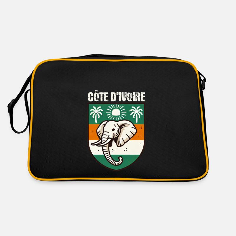 Carte avec le drapeau de la Côte d’Ivoire, - Sac Retro - noir/or