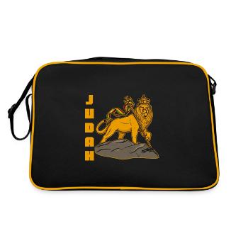 Afrika Löwe von Kuda Judah Rastafari Kultur Kultur - Retro Tasche - Schwarz/Gold - Hinten