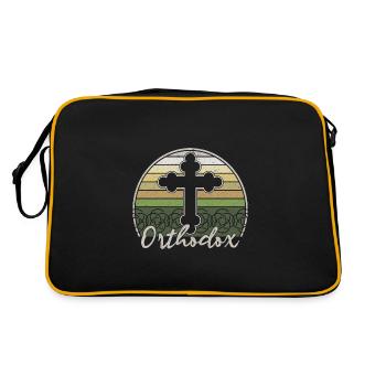 Orthodox Kreuz Christentum Balkan Herkunft - Retro Tasche - Schwarz/Gold - Hinten