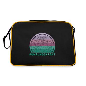 Shetland Pony Mädchen Pferdebesitzer Sport - Retro Tasche - Schwarz/Gold - Hinten