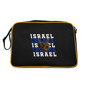 Dreidel Tradition Spiel Isreal Chanukka Juden - Retro Tasche - Schwarz/Gold - Hinten