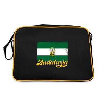 Spanien Andalusien Iberische Halbinsel Flagge - Retro Tasche - Schwarz/Gold - Hinten