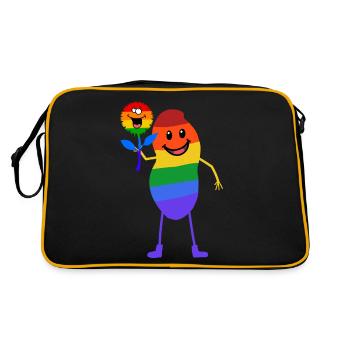 Erdnuss Gay Liebe Anders Partnerschaft LGBT Paar - Retro Tasche - Schwarz/Gold - Hinten