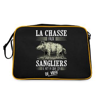 chasse sanglier humour chasseur - Sac Retro - noir/or - Dos