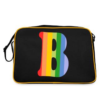 Buchstabe B Regenbogen - Retro Tasche - Schwarz/Gold - Hinten