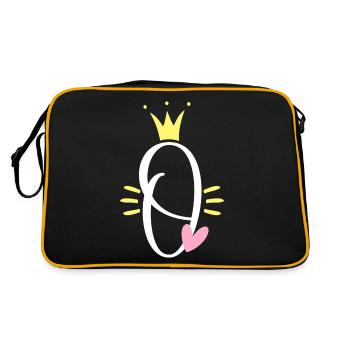 Letter O Initial Letter Crown - Retro Bag - black/gold - Back