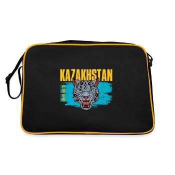 Kasachstan Scheeleopard Kasach Kasachisch - Retro Tasche - Schwarz/Gold - Hinten