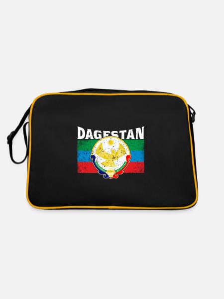 Dagestan Kaukasus Flagge Adler Region Reise - Retro Tasche - Schwarz/Gold - Hinten