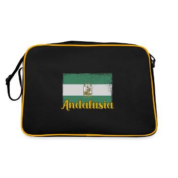Andalusien Flagge Iberische Halbinsel Sevilla - Retro Tasche - Schwarz/Gold - Hinten
