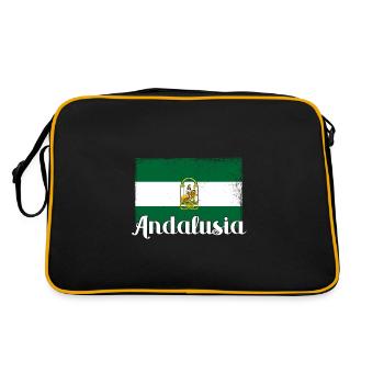 Andalusien Flagge Iberische Halbinsel Sevilla - Retro Tasche - Schwarz/Gold - Hinten