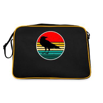 Corbeau Corbeau Crow Mouche animaux oiseaux - Sac Retro - noir/or - Dos