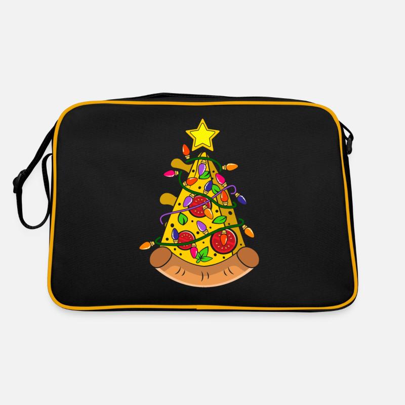 Pizza Weihnachtsbaum Lichter Retro Tasche