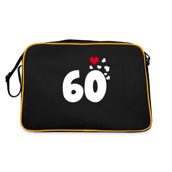 60 Herzen 60. Geburtstag - Retro Tasche - Schwarz/Gold - Hinten