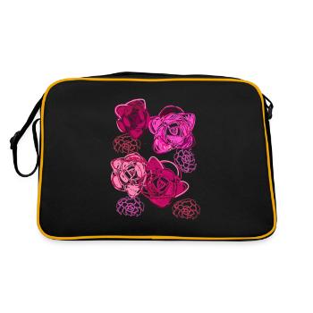 Rosen, Blumen,illustration,Rose - Retro Tasche - Schwarz/Gold - Hinten