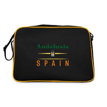 Andalusien Spanien Halbinsel Iberische Flagge - Retro Tasche - Schwarz/Gold - Hinten