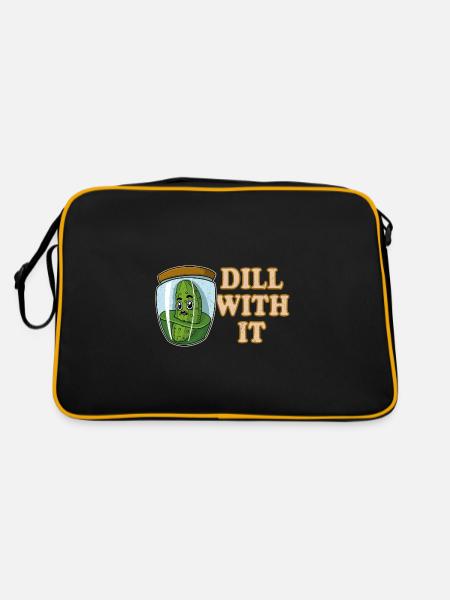 Concombres, cornichons, cornichons, fruits - Sac Retro - noir/or - Dos