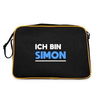 Simon Name Spruch für stolze Simons - Retro Tasche - Schwarz/Gold - Hinten