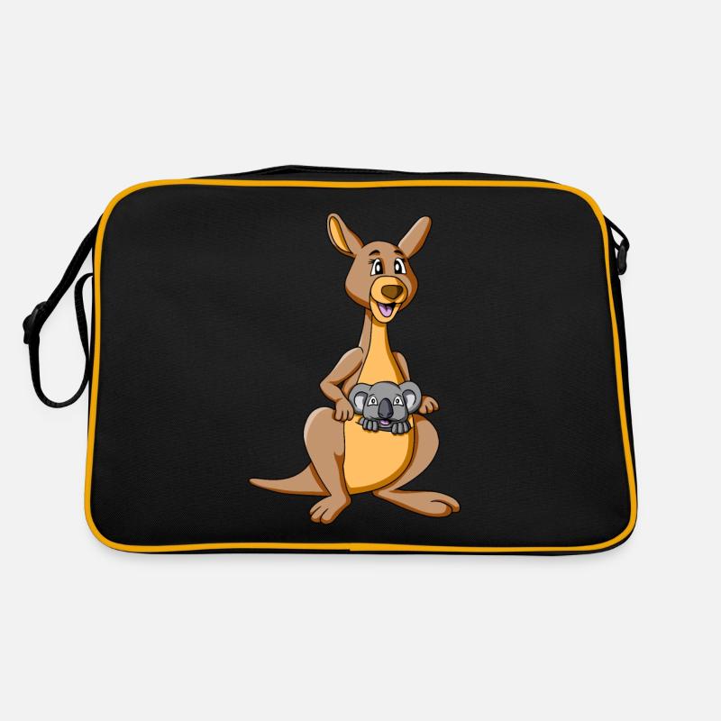 Kangourou avec koala dans une pochette - kangourou avec koala - Sac Retro - noir/or