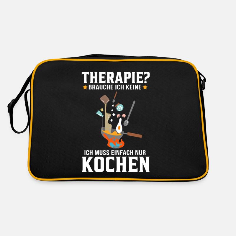 Ich muss nur kochen Koch Küche Kochchef Geschenk - Retro Tasche - Schwarz/Gold