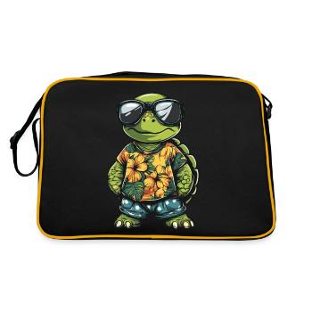Turtle Comic Funny Summer - Retro Bag - black/gold - Back