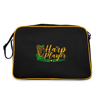 Harpiste, Harpe celtique, Irlandais, Irlande, Musicien - Sac Retro - noir/or - Dos