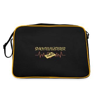 Spachtelflüsterer Kardiogramm Verputzer Gipser - Retro Tasche - Schwarz/Gold - Hinten