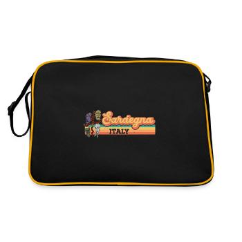 Italien Mittelmeer Strand Sardinien Sardisch - Retro Tasche - Schwarz/Gold - Hinten