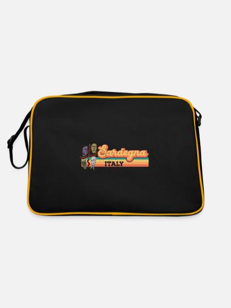 Italien Mittelmeer Strand Sardinien Sardisch - Retro Tasche - Schwarz/Gold - Hinten