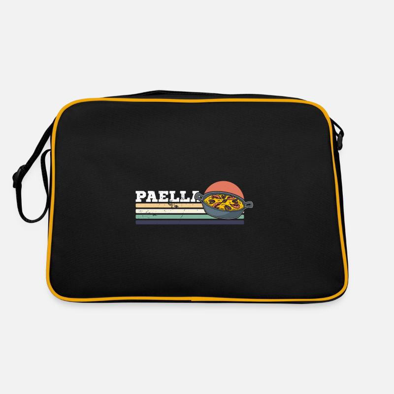 Paella Spanien Gericht Valencia Küche Spruch - Retro Tasche - Schwarz/Gold