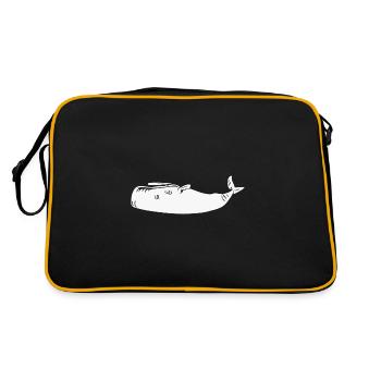 Wal auf dem Rücken - Retro Tasche - Schwarz/Gold - Hinten
