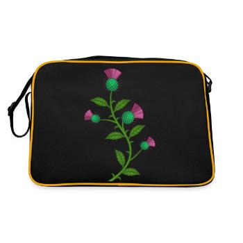 scotland thistle flower - Retro Bag - black/gold - Back