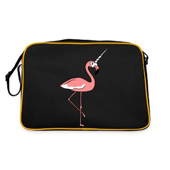 unicorn mystical rainbow horse mythical creature flami - Retro Bag - black/gold - Back