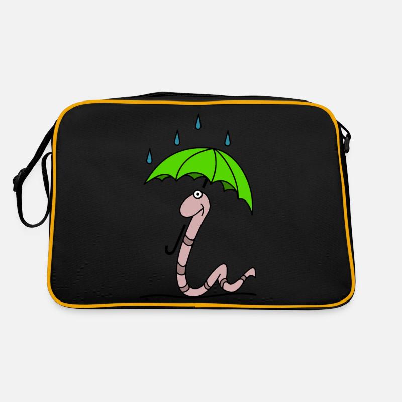 Wurm mit Regenschirm Retro Tasche