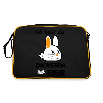 Ich habe die DICKSTEN EIER - Hase - Ostern - Retro Tasche - Schwarz/Gold - Hinten