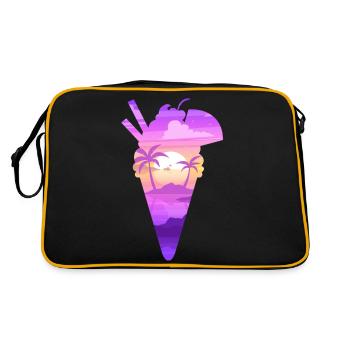 Silhouette Ice Cone Beach Landscape - Retro Bag - black/gold - Back