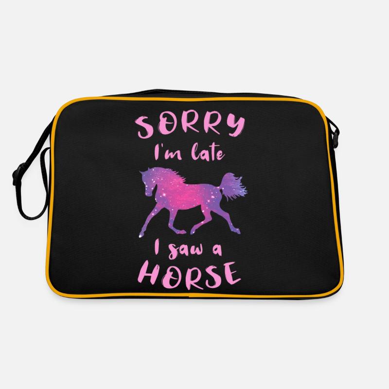 Cheval cheval cheval équitation filles cadeau de centre équestre - Sac Retro - noir/or
