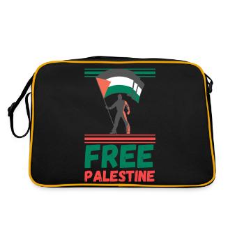 Free Palestine Palästina Frieden Freiheit - Retro Tasche - Schwarz/Gold - Hinten