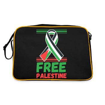 Free Palestine Palästina Frieden Freiheit - Retro Tasche - Schwarz/Gold - Hinten
